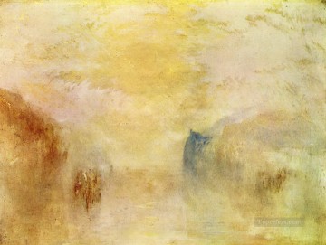  Sunrise Painting - Sunrise with a Boat between Headlands Turner